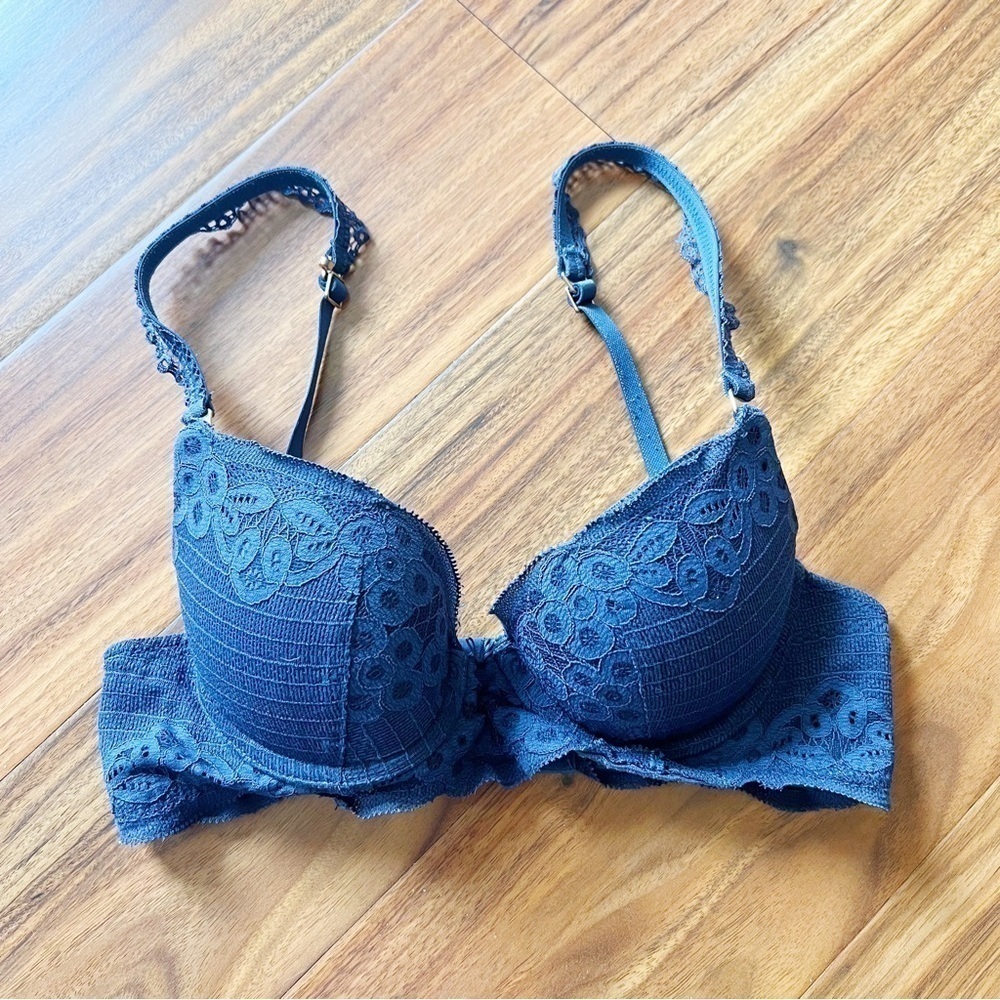 Aerie Navy Lace Padded Bra